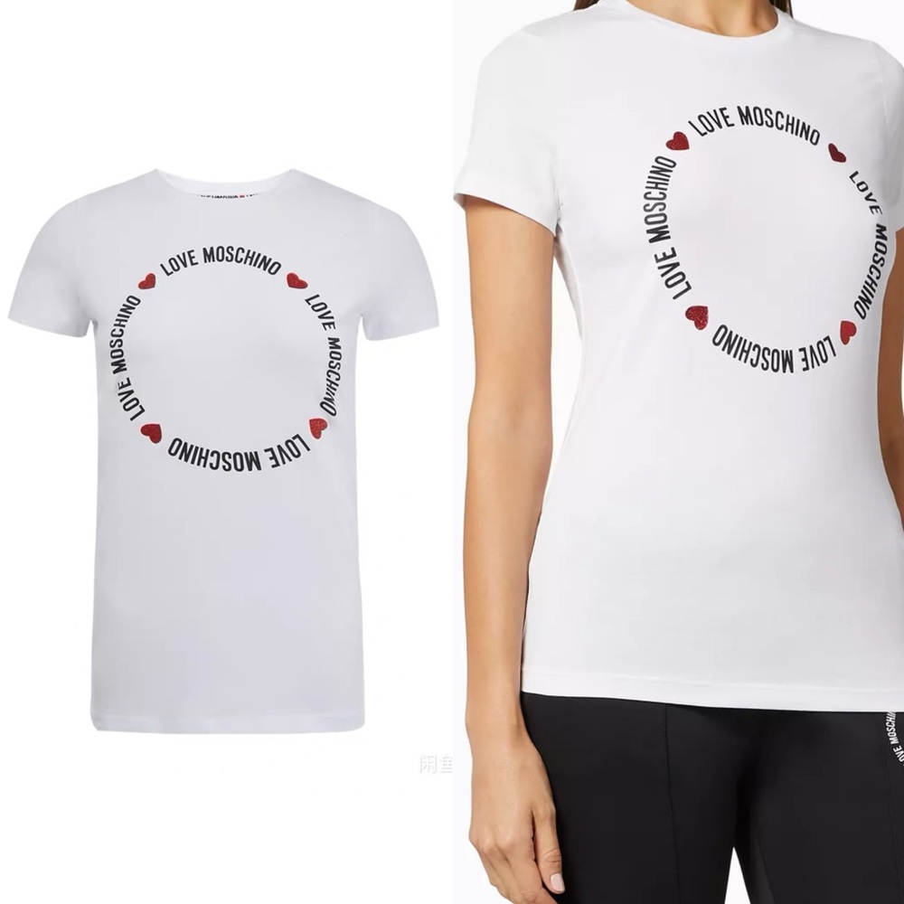 Love Moschino Round Lettering Jersey T-Shirt
